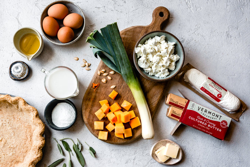 Butternut Squash Quiche with Goat Cheese and Leeks