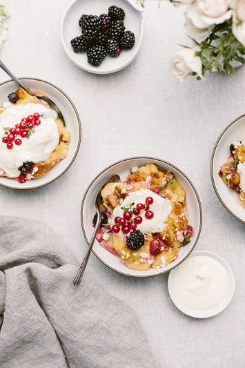 Maple Sweetened Mixed Berry Bread Pudding